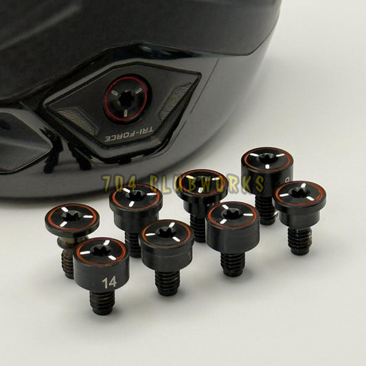 Callaway Quantum driver front round weights in multiple gram options installed and displayed beside driver head